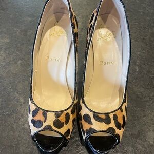 Christian Louboutin Leopard Print Peep Toe Heels